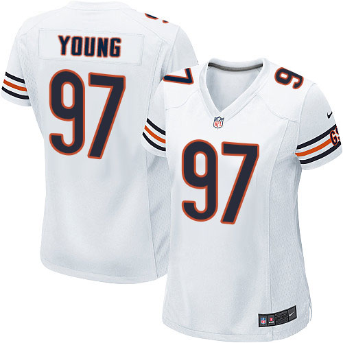 Women's Limited Willie Young Nike Jersey White Road - #97 NFL Chicago Bears